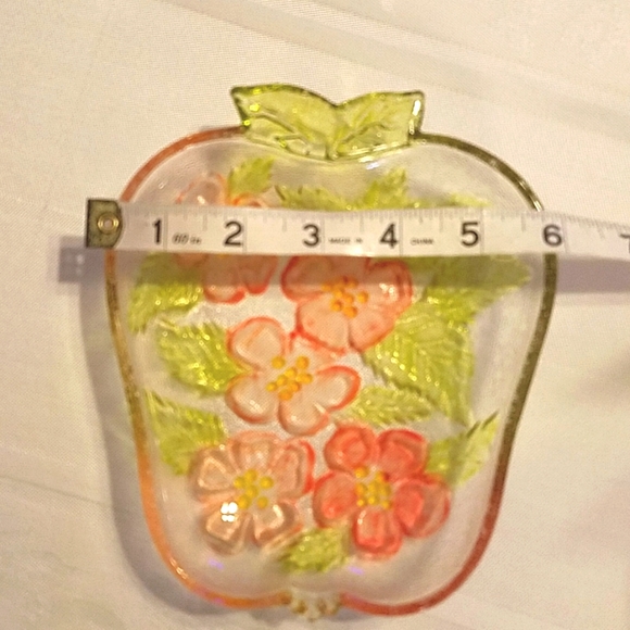 Vintage Glass Handpainted Floral Candy Dish Pink Green Purple - Picture 6 of 7